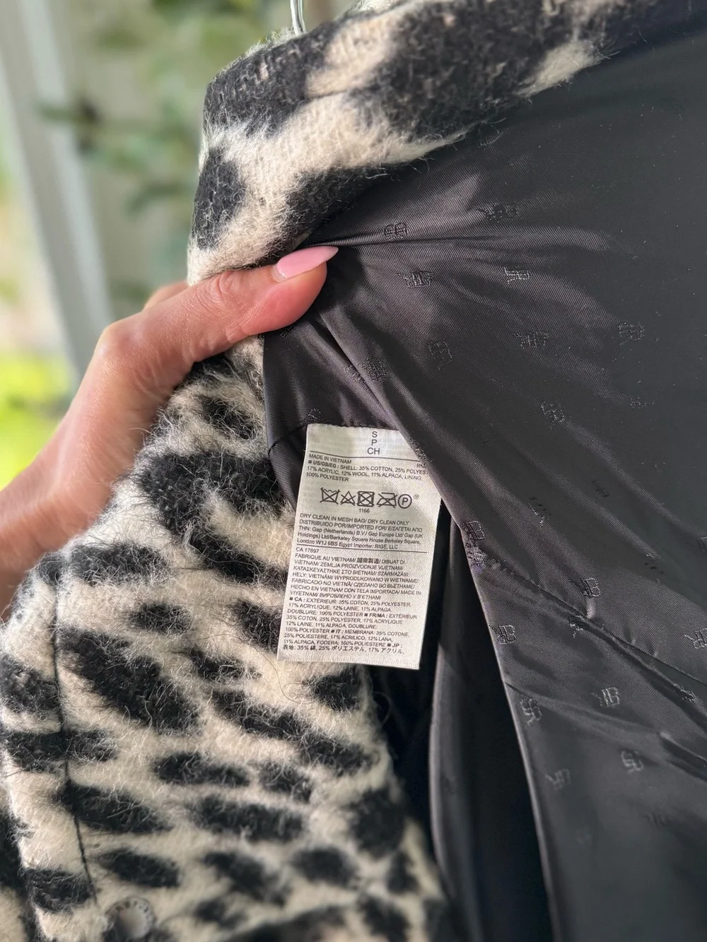 Banana Republic Black & White Leopard Print Wool Blend Coat, Women’s S